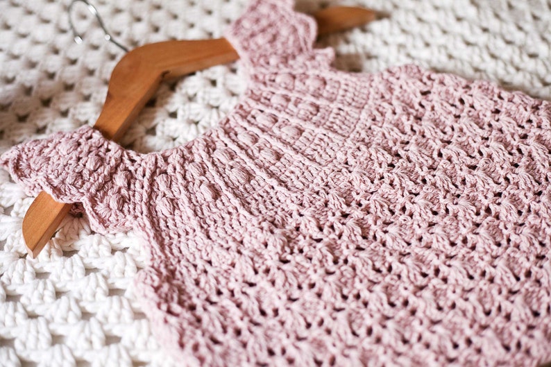 Crochet dress PATTERN Dusty Rose Dress sizes up to 10 years English only image 4