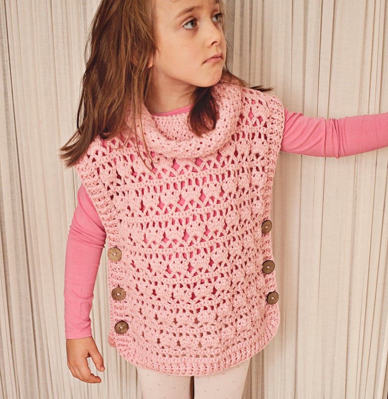 Crochet PATTERN Rose Poncho Pullover tailles from 1-2y up to Adult XL Anglais seulement image 2