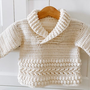 Crochet PATTERN  - Shawl Collar Sweater (child sizes 0-6m up to 9-10years) (English only)