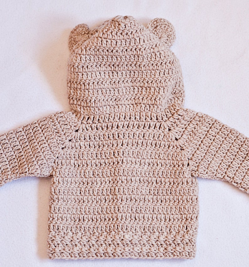 Crochet PATTERN Bear Hooded Cardigan sizes baby up to 8 years English only image 2