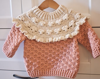 Crochet PATTERN  - Charlotte Sweater (child sizes 0-6m up to 9-10years) (English only)