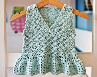 Crochet PATTERN - Peplum Top (sizes baby up to 10 years) (English only)