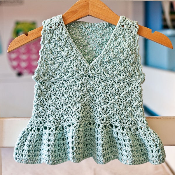 Crochet PATTERN - Peplum Top (sizes baby up to 10 years) (English only)