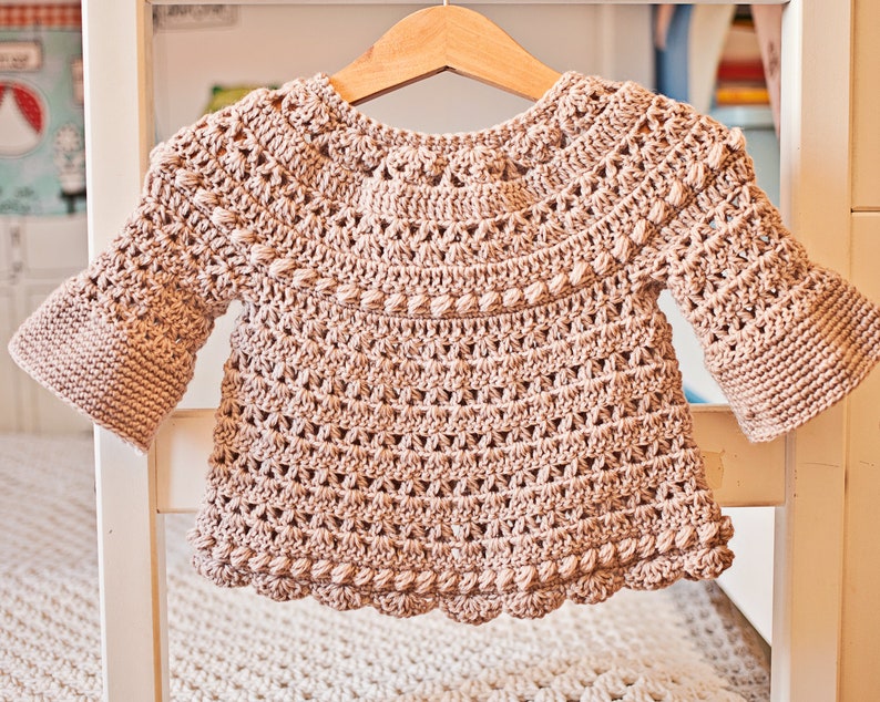 Crochet PATTERN Bell Sleeve Cardigan sizes baby up to 6 years English only image 4