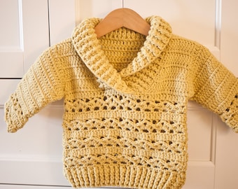 Crochet PATTERN  - Loulou Sweater (child sizes 0-6m up to 9-10years) (English only)