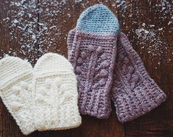 Crochet PATTERN  - Winter Garden Mittens (sizes - baby to adult) (English only)
