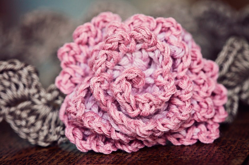 Crochet PATTERN Centifolia Rose Headband sizes baby to adult English only image 2