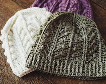 Crochet hat PATTERN - Winter Garden Beanie  (sizes baby to adult) (English only)