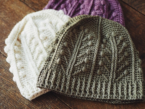 Crochet hat PATTERN - Winter Garden Beanie  (sizes baby to adult) (English only)