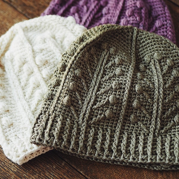 Crochet hat PATTERN - Winter Garden Beanie  (sizes baby to adult) (English only)