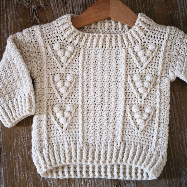 Crochet PATTERN  - Berry Sweater (child sizes from 6-9m up to 9-10years) (English only)