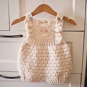 Crochet PATTERN  - White Lily Romper (sizes 0-6m, 6-12m, 12-18m, 18-24m