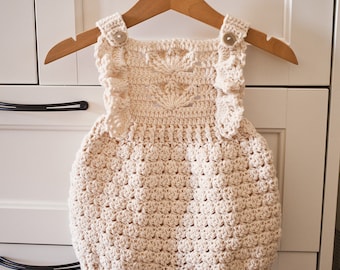 Crochet PATTERN  - White Lily Romper (sizes 0-6m, 6-12m, 12-18m, 18-24m