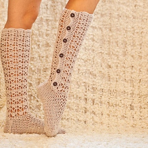 Crochet PATTERN Knee High Buttoned Socks english Only - Etsy