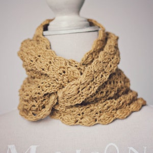 Crochet PATTERN  - Mustard Infinity Scarf - Cowl (English only)