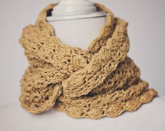 Crochet PATTERN  - Mustard Infinity Scarf - Cowl (English only)