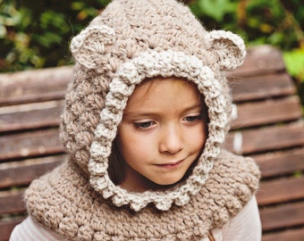 Crochet PATTERN - Kitten Hooded Cowl (baby to adult) (English only)