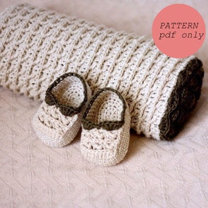 Crochet PATTERN Choco Baby Blanket and Booties English only image 1