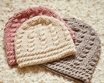 Crochet hat PATTERN - Cable Beanie (sizes baby to adult) (English only)