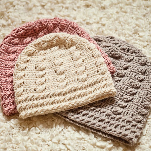 Crochet hat PATTERN - Cable Beanie (sizes baby to adult) (English only)