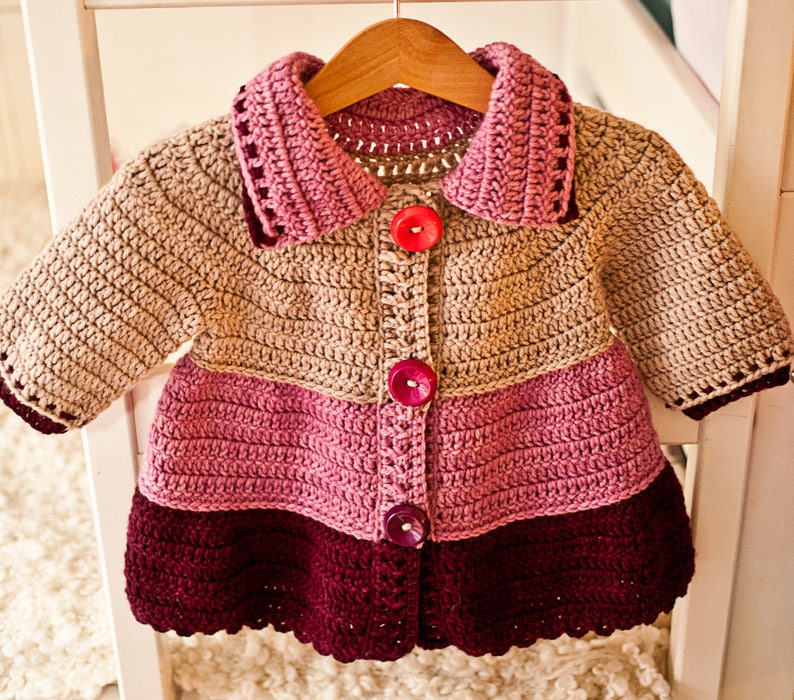 Crochet PATTERN Tiered Jacket sizes 6-12m up to 10years English only image 2