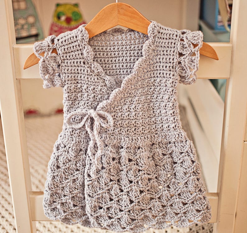 Crochet dress PATTERN Lavender Wrap Dress sizes up to 8 years English only image 1