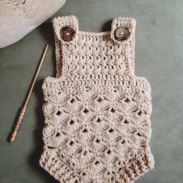 Crochet PATTERN  - Baby Romper (sizes 0-3 and 6-12 months) (English only)