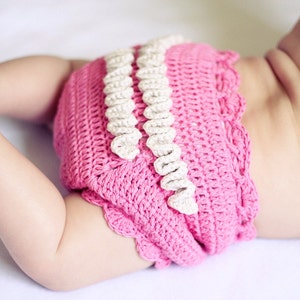 Crochet PATTERN Girly Ruffle Pants diaper cover English only image 4