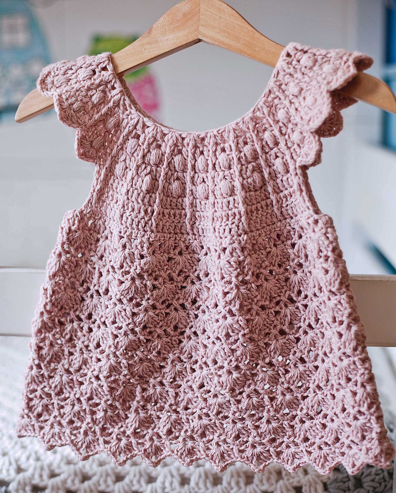 Crochet dress PATTERN Dusty Rose Dress sizes up to 10 years English only image 3