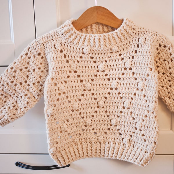 PATRON au crochet - Pull diamant (tailles enfant 0-6m jusqu'à 9-10ans) (Anglais seulement)