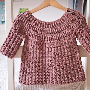 Crochet PATTERN  - Ribbed Yoke Sweater (child sizes - 6-12m up to 9-10years) (English only)