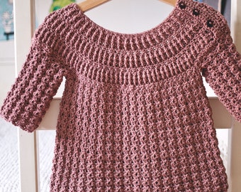 Crochet PATTERN  - Ribbed Yoke Sweater (child sizes - 6-12m up to 9-10years) (English only)