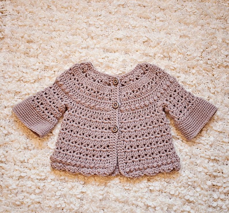 Crochet PATTERN Bell Sleeve Cardigan sizes baby up to 6 years English only image 5