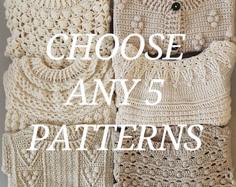 Pattern Package - choose any 5 crochet patterns (English only)