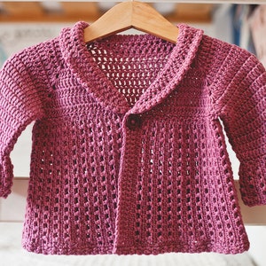 Crochet PATTERN Berry Cardigan sizes baby up to 8 years English only image 1