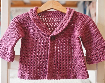 Crochet PATTERN - Berry Cardigan (sizes baby up to 8 years) (English only)