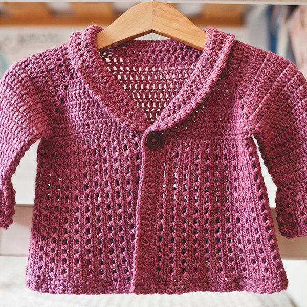 Crochet PATTERN - Berry Cardigan (sizes baby up to 8 years) (English only)