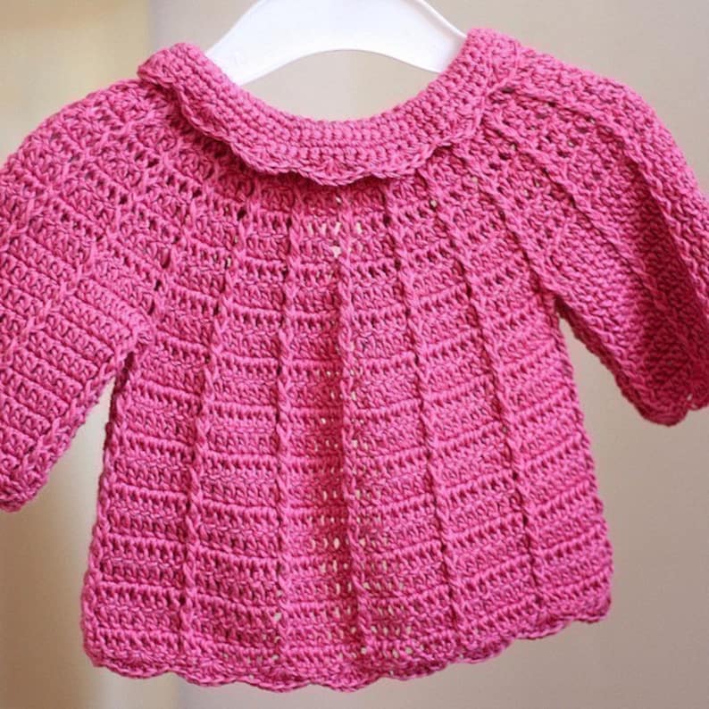 Crochet PATTERN Candy Pink Baby Cardigan English only image 4