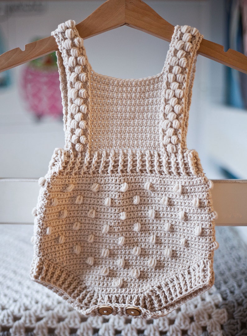 Crochet PATTERN Bobble Romper sizes 0-3, 6-9, 12-18 months English only image 2