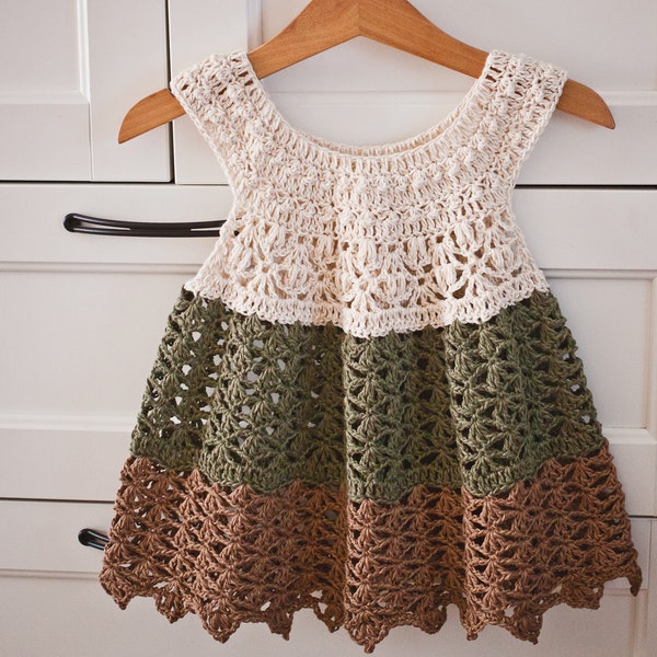 PATRON Vestido a crochet - Vestido Allino (tallas hasta 8 años) (solo en inglés)