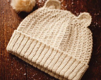 Crochet hat PATTERN - Knit-look Beanie (sizes baby to adult) (English only)