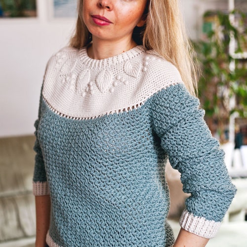 Crochet PATTERN Ladies Harvest Sweater 