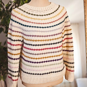 Crochet PATTERN  - Mama Rainbow Sweater (sizes S, M, L, XL, XXL) (English only)