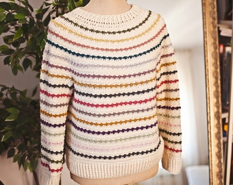 Crochet PATTERN  - Mama Rainbow Sweater (sizes S, M, L, XL, XXL) (English only)