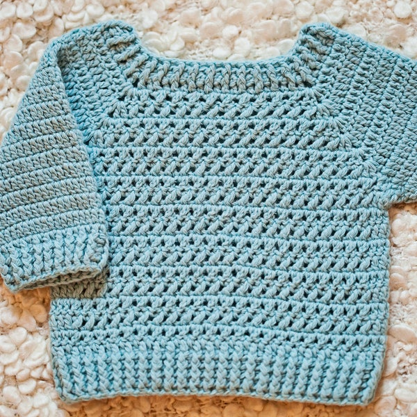 Crochet PATTERN  - River Coast Sweater (sizes baby up to 12years) (English only)