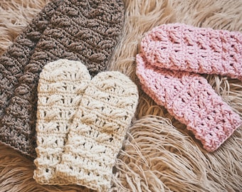 Crochet PATTERN - Cable Mittens - (sizes- baby to adult) (English only)