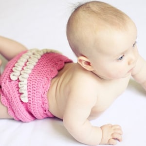 Crochet PATTERN Girly Ruffle Pants diaper cover English only image 1