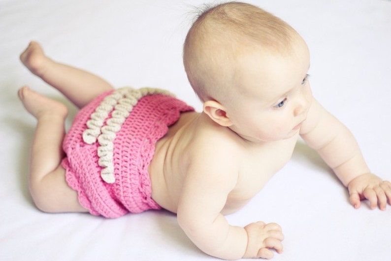 Crochet PATTERN Girly Ruffle Pants diaper cover English only image 1