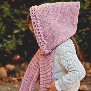 Knitting Pattern pdf file Instant Download Hooded Scarf English only image 2