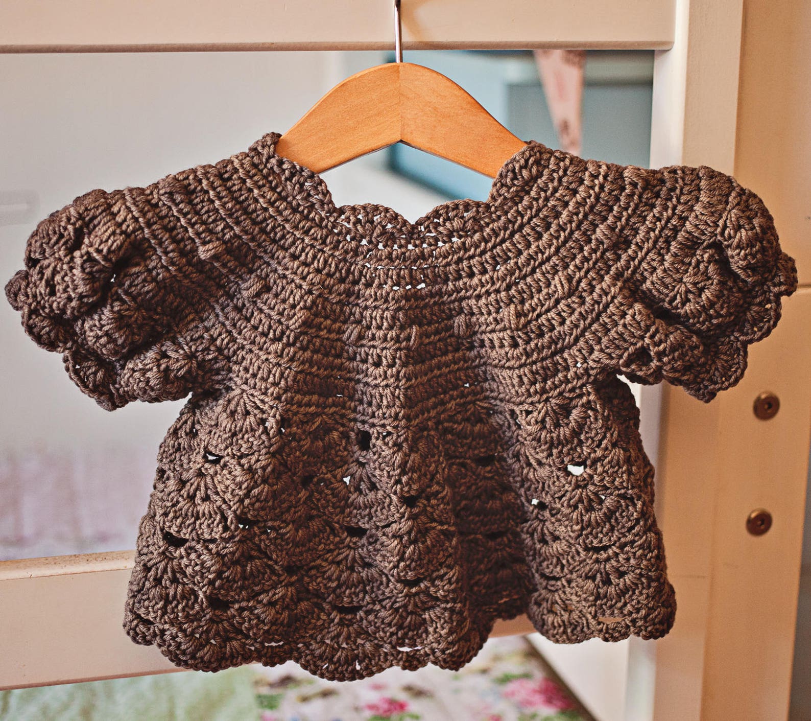 Crochet PATTERN Puff Sleeve Shrug Cardigan sizes baby up Etsy